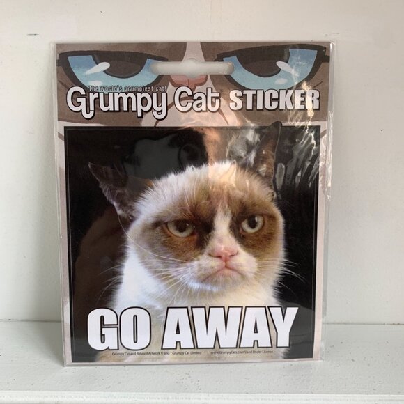 Grumpy Cat Go Away Sticker New Large - Picture 1 of 2